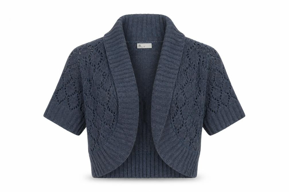 BHS Womens Blue Collared  Acrylic Cardigan Jumper Size 12