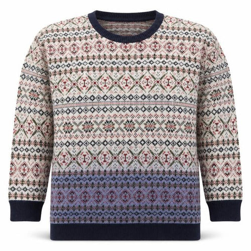 Sparkle & Fade Womens Beige Round Neck Geometric Acrylic Pullover Jumper Size S   - Blue