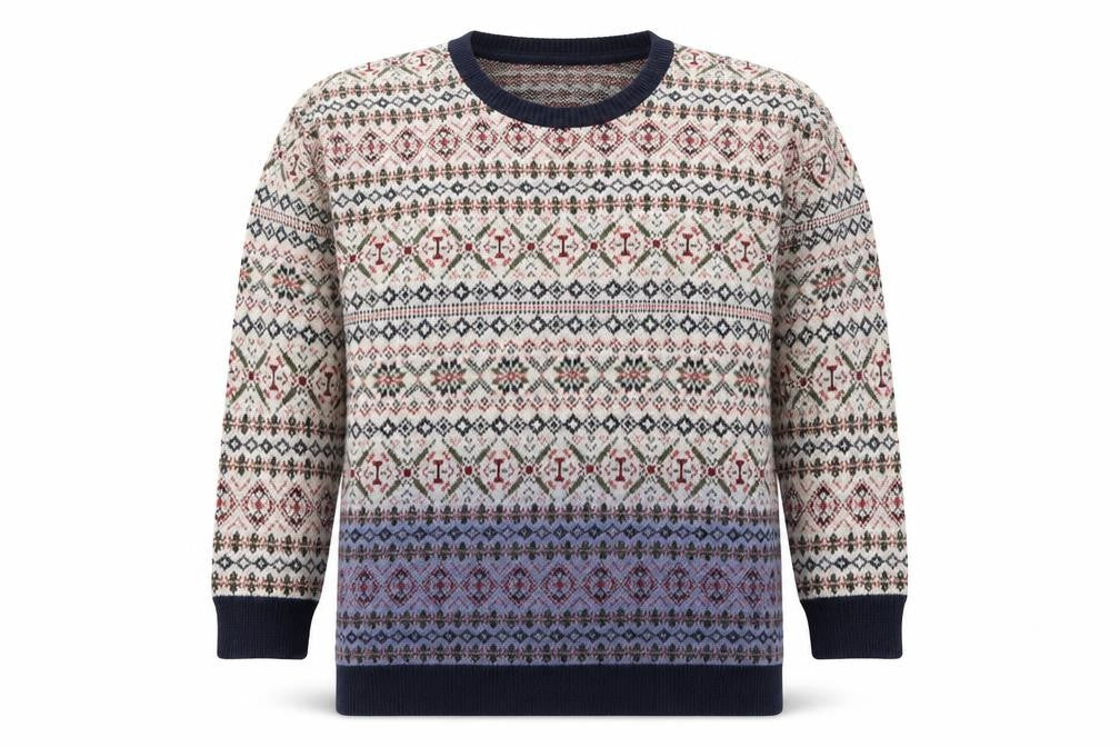 Sparkle & Fade Womens Beige Round Neck Geometric Acrylic Pullover Jumper Size S   - Blue