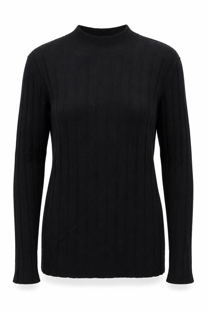 Front view of Select women’s black round neck viscose jumper, size UK 18