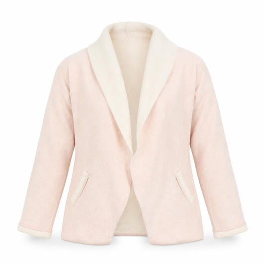 Front view of H&M women’s pink jacket coatigan, size M, button