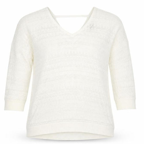 Spirit Womens Ivory V-Neck  Cotton Pullover Jumper Size 16