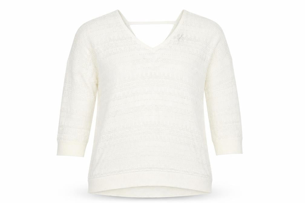 Spirit Womens Ivory V-Neck  Cotton Pullover Jumper Size 16