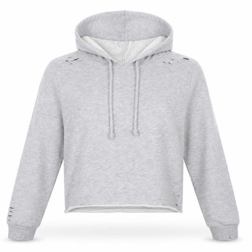 Atmosphere Womens Grey  Polyester Pullover Sweatshirt Size 14  Pullover - cropped, distressed