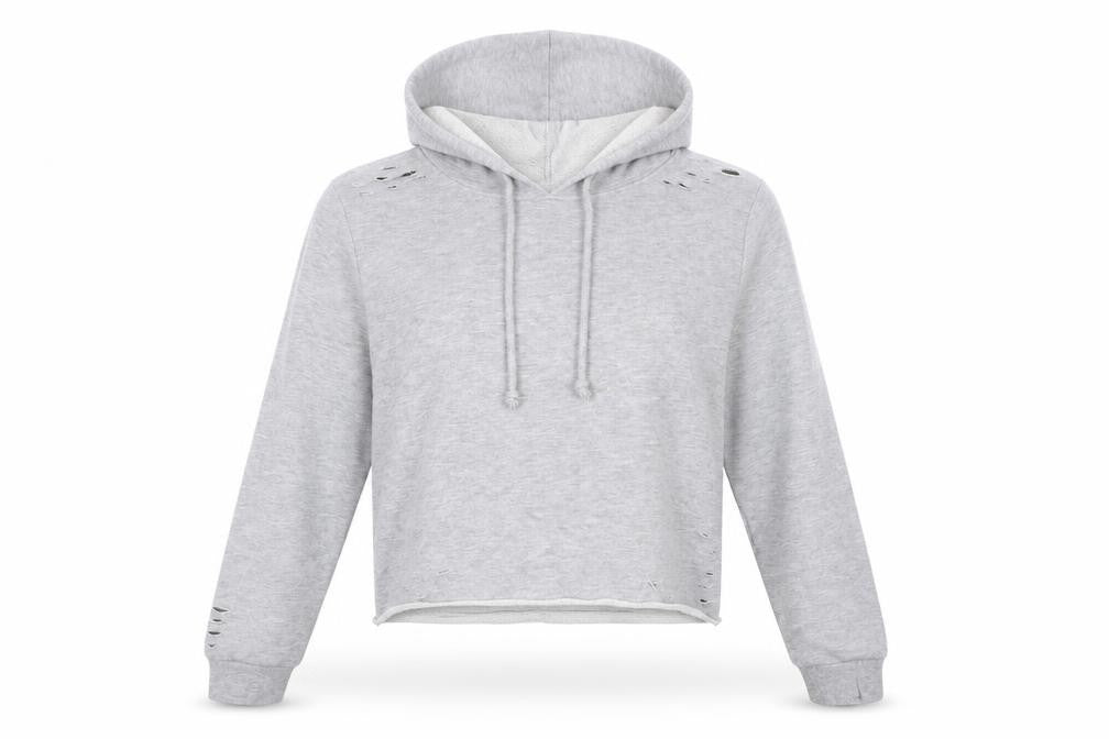 Atmosphere Womens Grey  Polyester Pullover Sweatshirt Size 14  Pullover - cropped, distressed