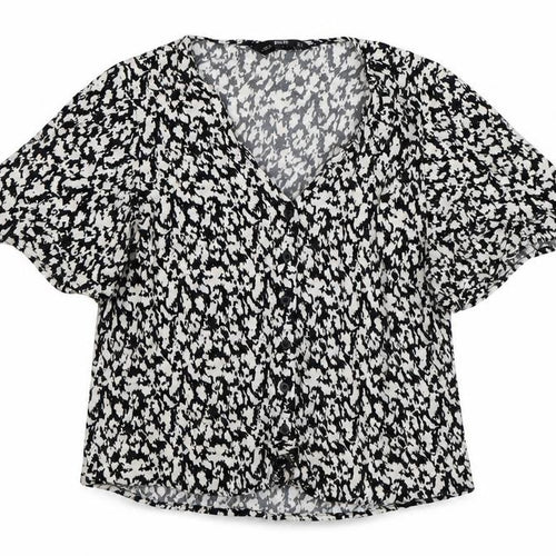 F&F Womens Multicoloured Animal Print Viscose Basic Button-Up Size 10 V-Neck
