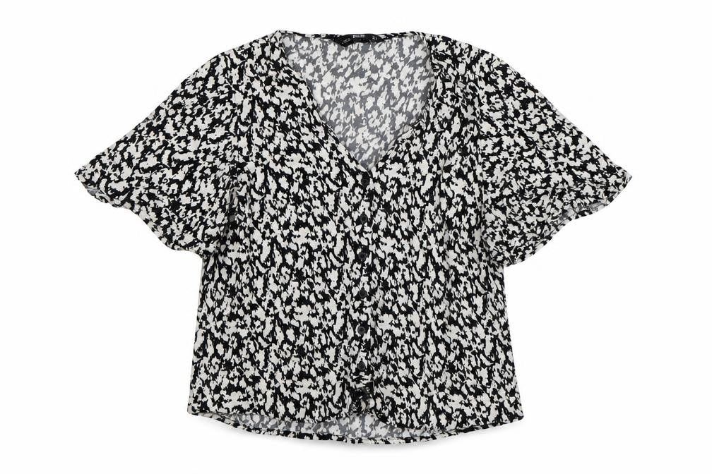 F&F Womens Multicoloured Animal Print Viscose Basic Button-Up Size 10 V-Neck