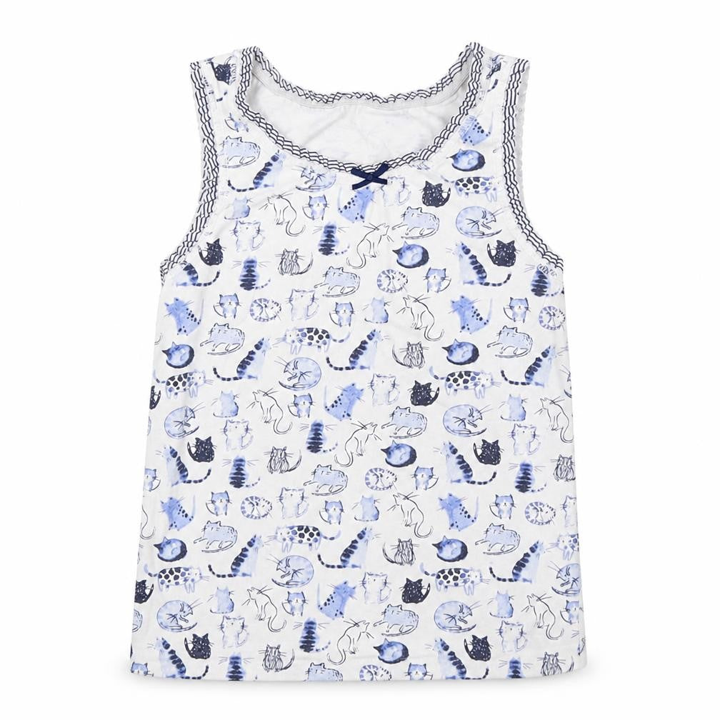 Front view of Next girls’ multicoloured spotted cotton basic tank, size 5-6, years round neck pullover