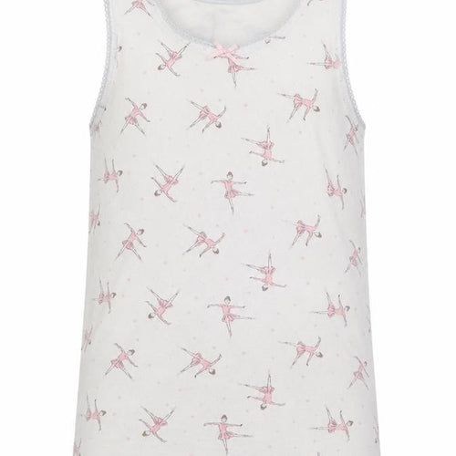 Marks and Spencer Girls Multicoloured Spotted Cotton Basic Tank Size 4-5 Years Round Neck Pullover - ballerina