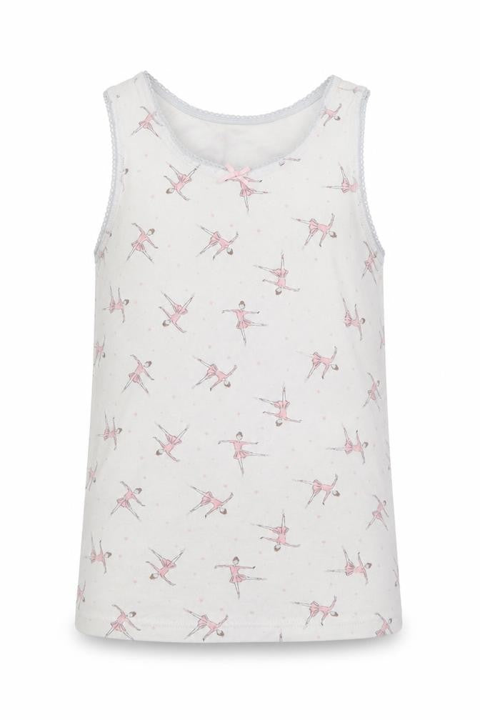 Marks and Spencer Girls Multicoloured Spotted Cotton Basic Tank Size 4-5 Years Round Neck Pullover - ballerina