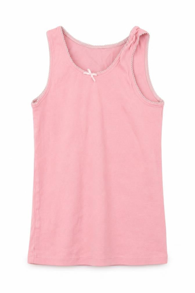 Marks and Spencer Girls Pink  Cotton Basic Tank Size 5-6 Years Round Neck Pullover