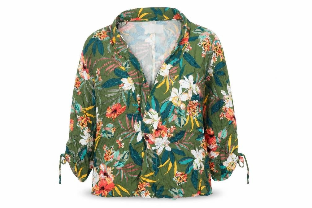 Promod Womens Green Floral Viscose Jacket Blazer Size 14