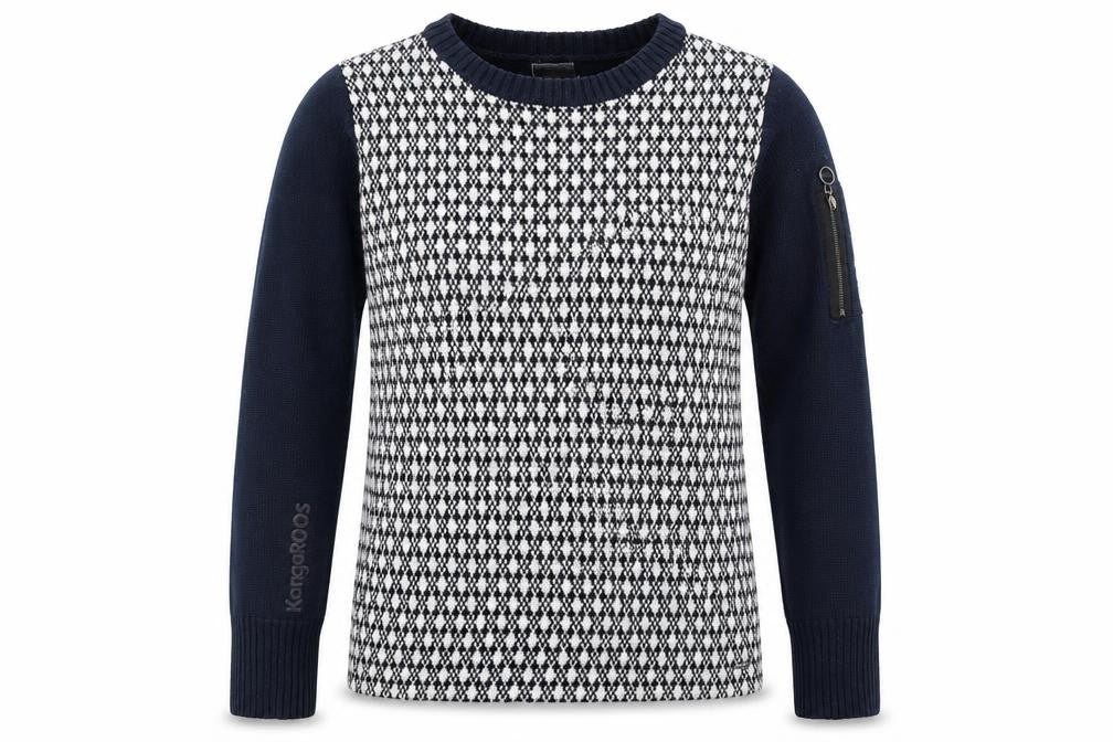 KangaROOS Womens Blue Round Neck Plaid Cotton Pullover Jumper Size 10