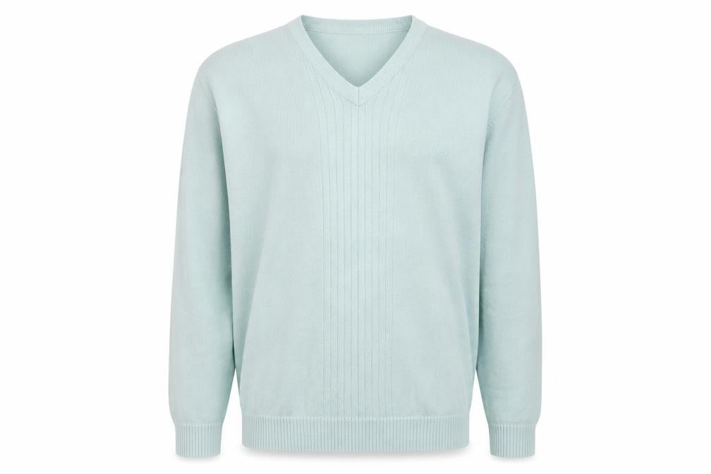 WOODVILLE Mens Blue V-Neck  Cotton Pullover Jumper Size 2XL