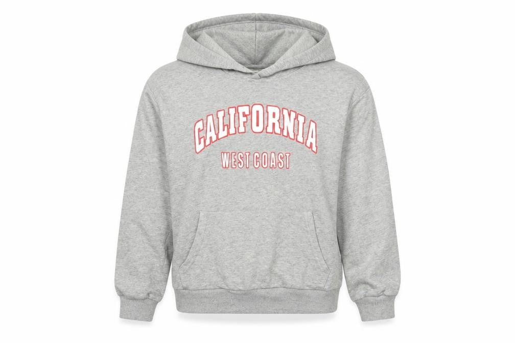 Front view of SHEIN girls’ grey cotton pullover hoodie, size 10, years