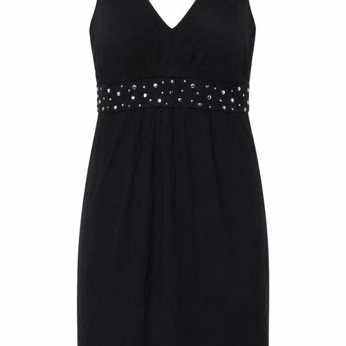Oltre Womens Black  Viscose Fit & Flare  Size XL  V-Neck