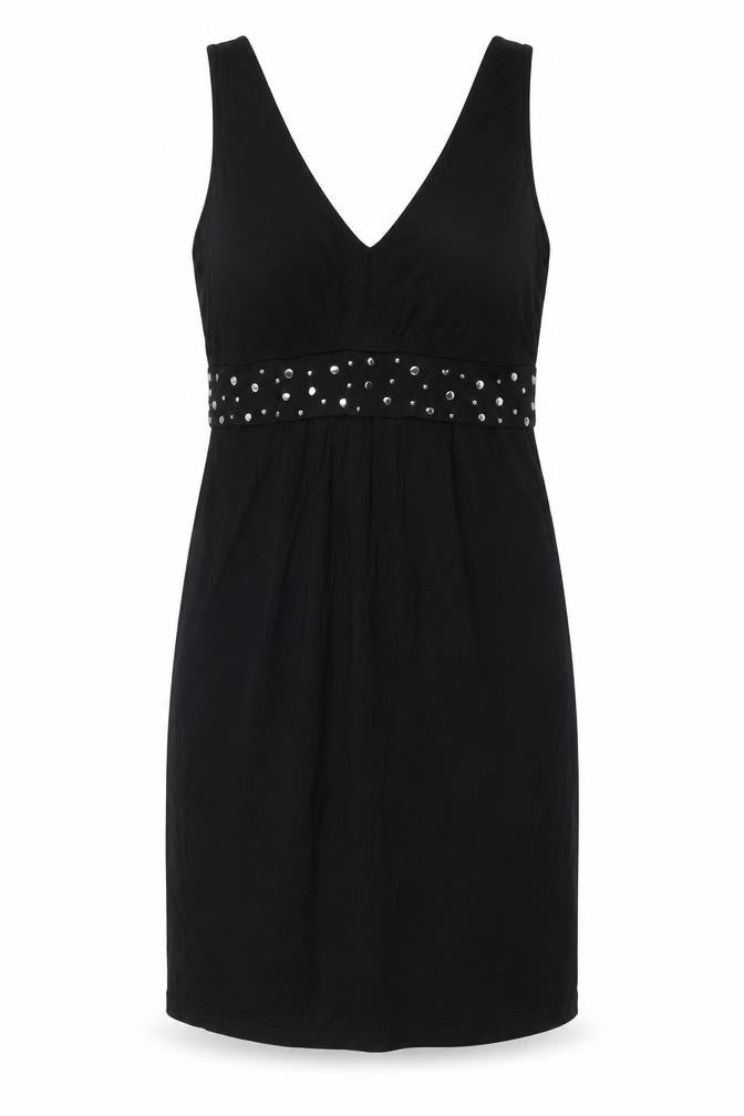 Oltre Womens Black  Viscose Fit & Flare  Size XL  V-Neck