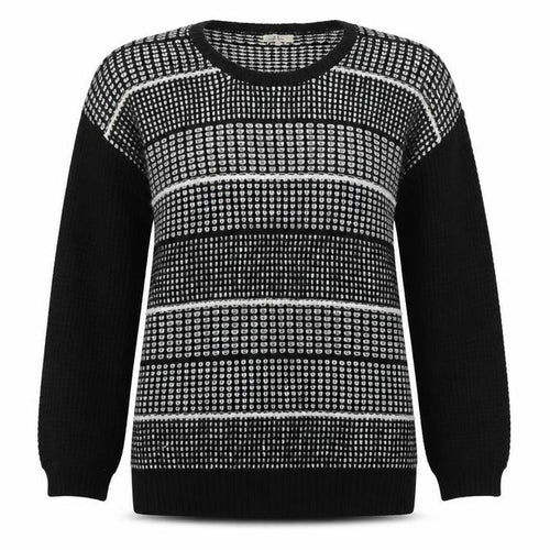 Papaya Womens Black Crew Neck Geometric Acrylic Pullover Jumper Size 14