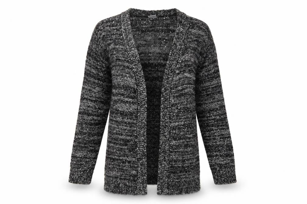 VERO MODA Womens Grey V-Neck  Acrylic Cardigan Jumper Size S