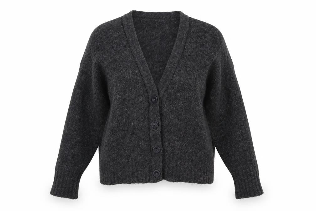 Benett Womens Grey V-Neck   Cardigan Jumper Size S