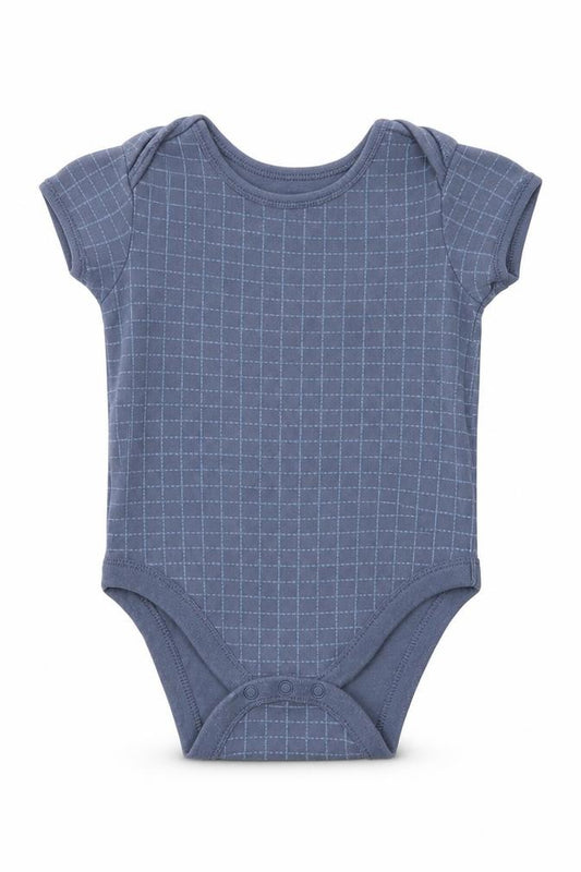 Primark Baby Blue Check Cotton Romper One-Piece Size 12-18 Months  Snap