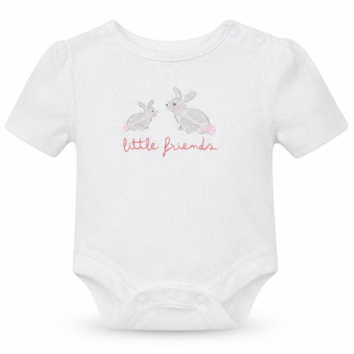 F&F Baby White  Cotton Romper One-Piece Size 0-3 Months  Snap - Tiny Baby