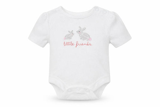 F&F Baby White  Cotton Romper One-Piece Size 0-3 Months  Snap - Tiny Baby