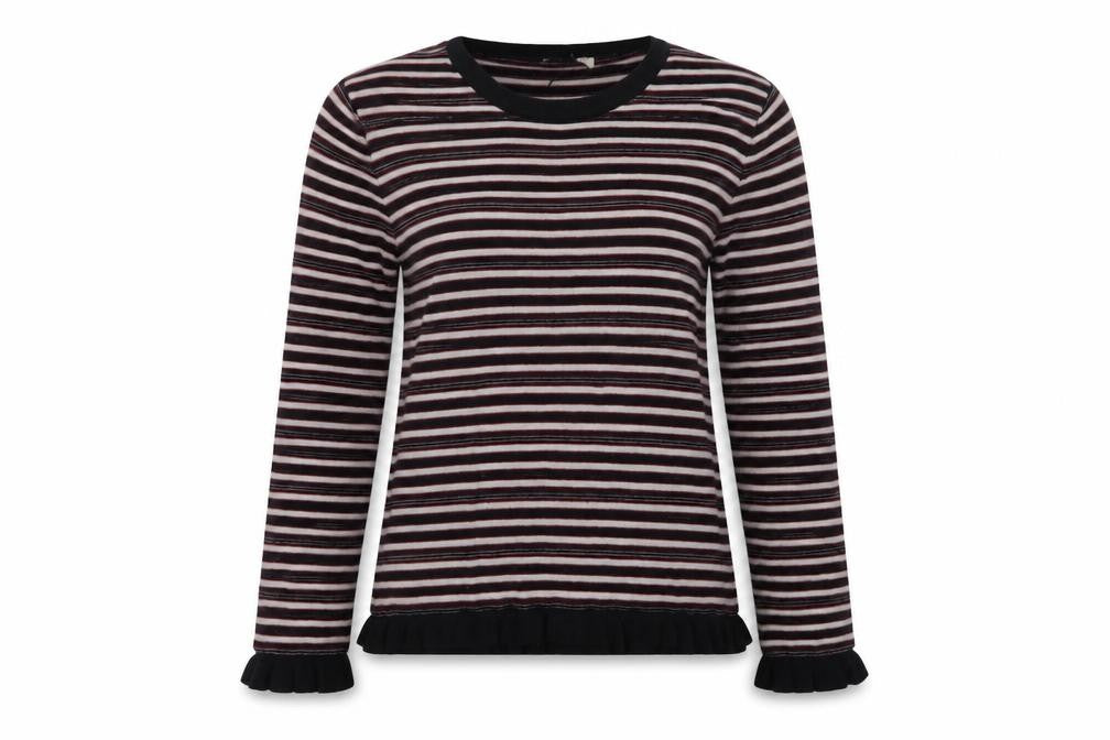 Matalan Womens Blue Crew Neck Striped Cotton Pullover Jumper Size 10