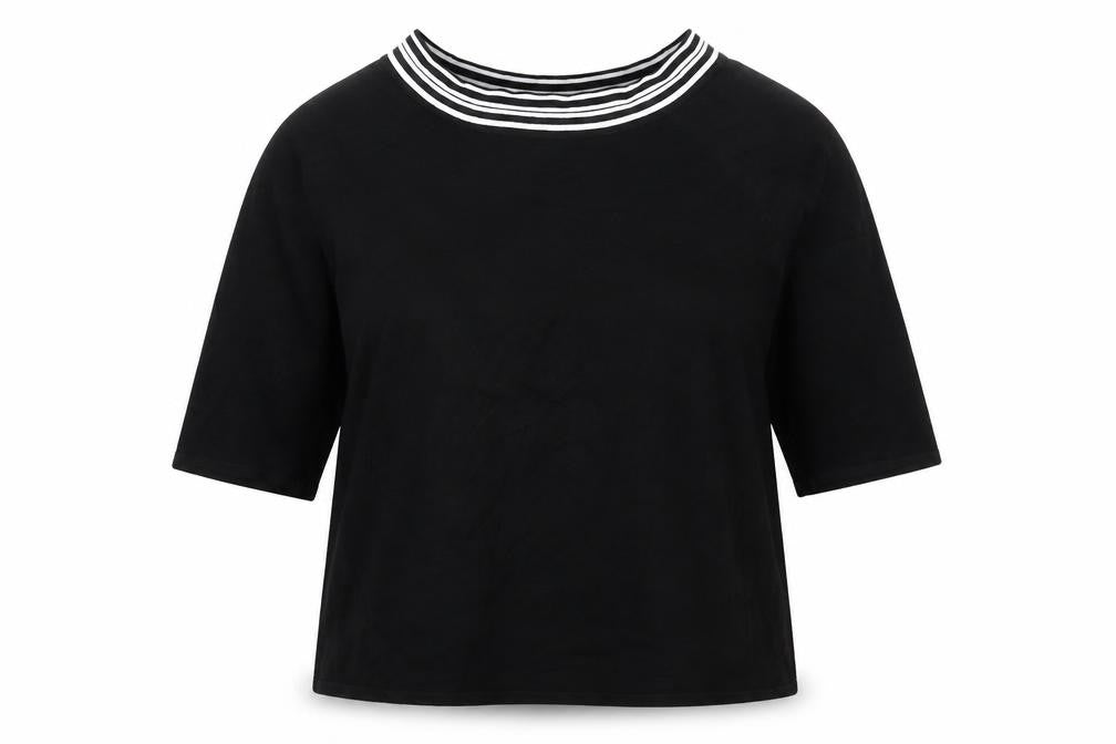 AMARANTO Womens Black Boat Neck Striped Viscose Pullover Jumper Size 18