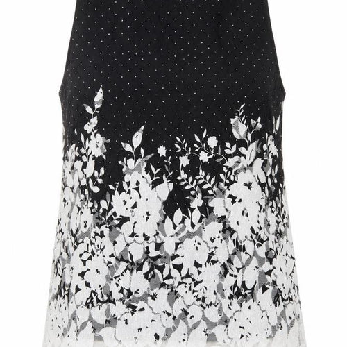 F&F Womens Black Floral Polyester Basic Blouse Size 8 Round Neck - Lace Overlay, Scalloped edging
