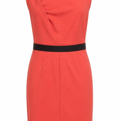 Closet Womens Orange  Polyester Pencil Dress  Size 12  Round Neck Zip