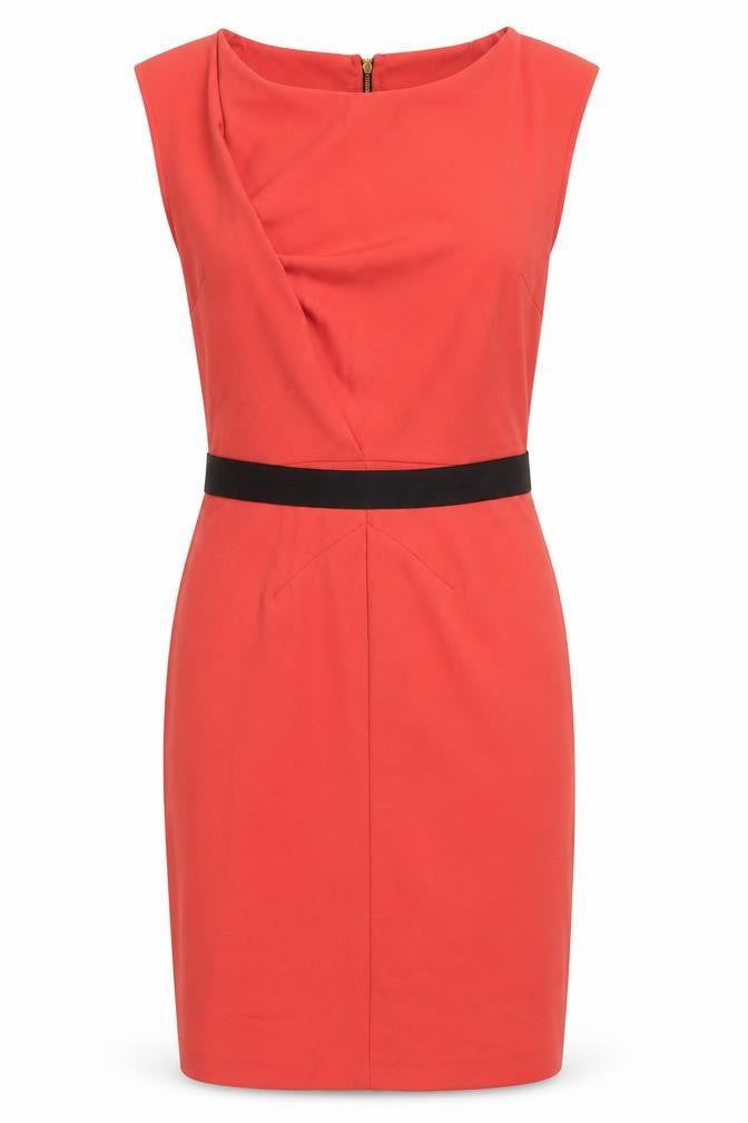 Closet Womens Orange  Polyester Pencil Dress  Size 12  Round Neck Zip