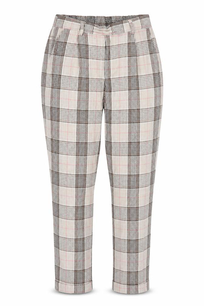 Stradivarius Womens Beige Plaid Cotton Dress Pants Trousers Size XS L25 in Regular