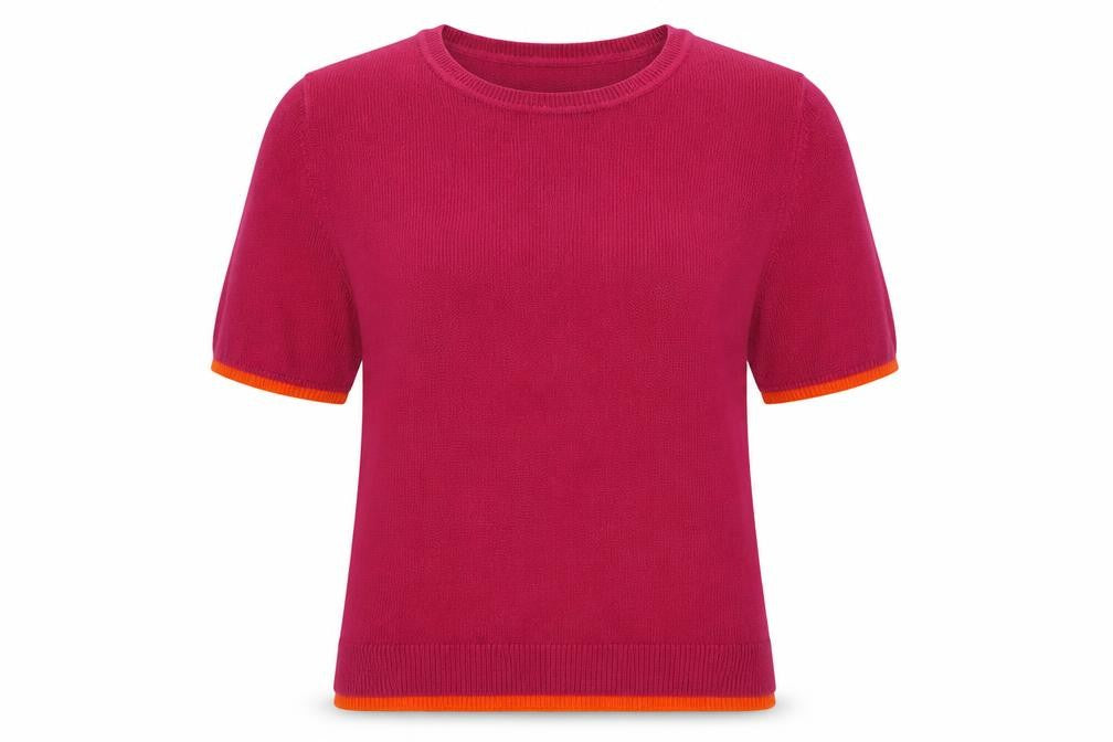 Love Knitwear Womens Pink  Acrylic Jersey T-Shirt Size 10 Crew Neck