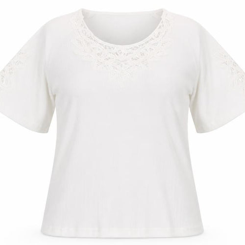 Damart Womens White Floral 100% Cotton Pullover Sweatshirt Size 18