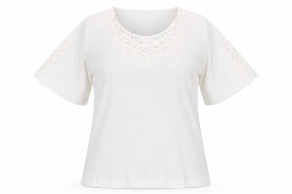 Damart Womens White Floral 100% Cotton Pullover Sweatshirt Size 18