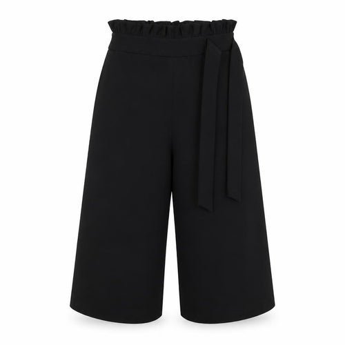 Miss Selfridge Womens Black  Polyester Cropped Trousers Size 10 L29 in Regular Tie