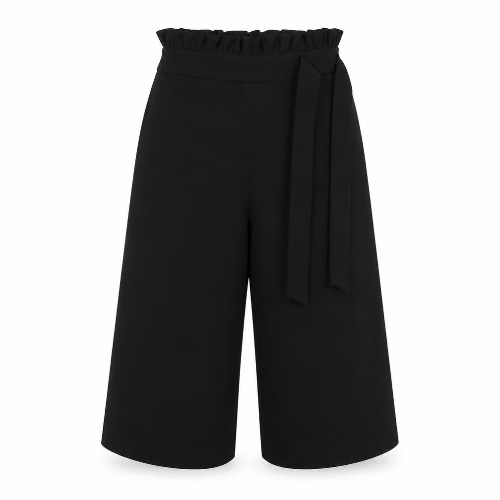 Miss Selfridge Womens Black  Polyester Cropped Trousers Size 10 L29 in Regular Tie
