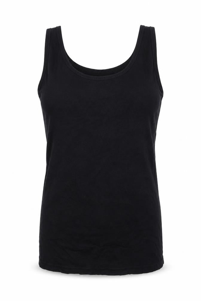 Front view of Dunnes women’s black 100% cotton vest sweatshirt, size UK 12