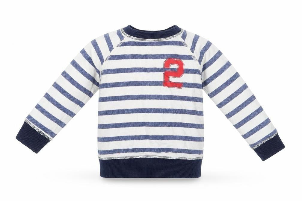 H&M Boys White Striped Cotton Pullover T-Shirt Size 12-18 Months Round Neck Button