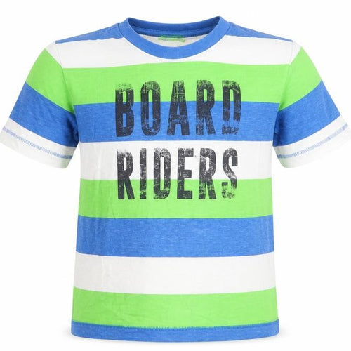 United Colors of Benetton Girls Multicoloured Colourblock 100% Cotton Pullover T-Shirt Size 3-4 Years Round Neck