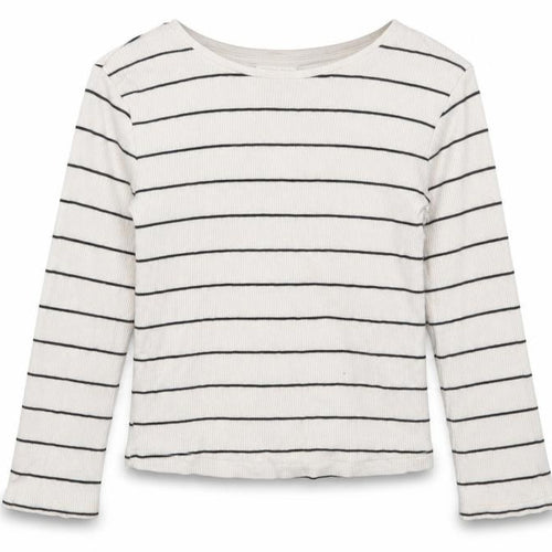F&F Girls White Striped Cotton Pullover Sweatshirt Size 2-3 Years