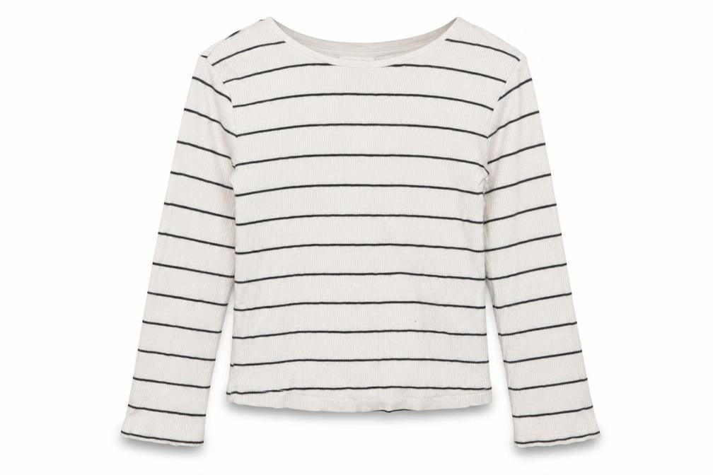 F&F Girls White Striped Cotton Pullover Sweatshirt Size 2-3 Years