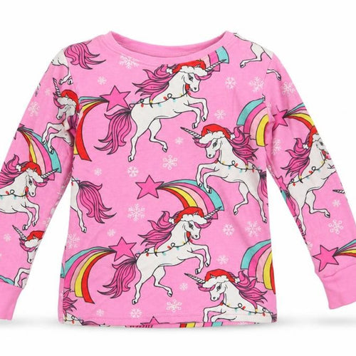 NEXT Girls Pink Animal Print 100% Cotton Top Pyjama Top Size 3 Years   - Unicorn