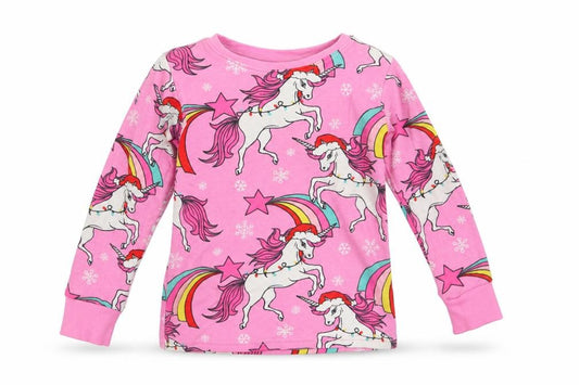 NEXT Girls Pink Animal Print 100% Cotton Top Pyjama Top Size 3 Years   - Unicorn