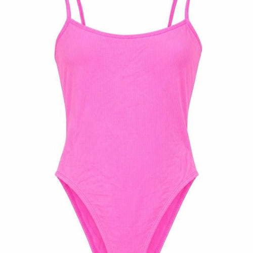 New Look Womens Pink  Polyamide Camisole T-Shirt Size 6 Boat Neck - Neon Pink