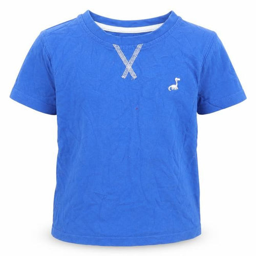 George Boys Blue  Cotton Basic T-Shirt Size 3-4 Years Crew Neck  - Dionosaur