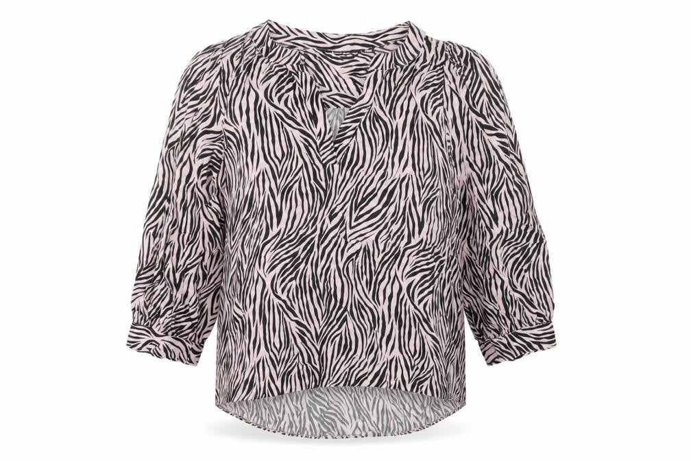 Dorothy Perkins Womens Pink Animal Print Viscose Basic Blouse Size 10 V-Neck - Zebra Print