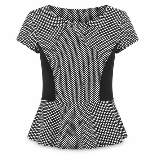 Dorothy Perkins Womens Black Polka Dot Polyester Basic T-Shirt Size 12 Round Neck