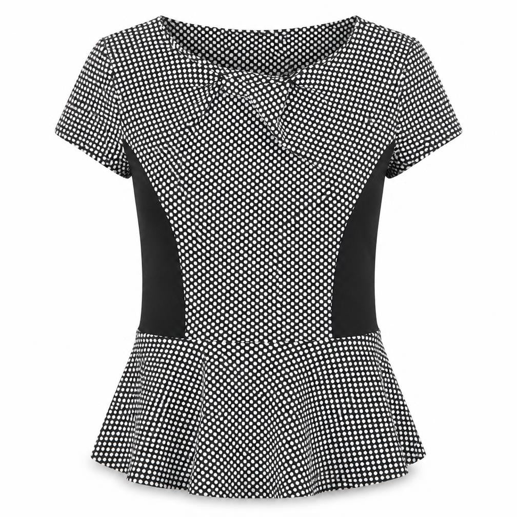 Dorothy Perkins Womens Black Polka Dot Polyester Basic T-Shirt Size 12 Round Neck
